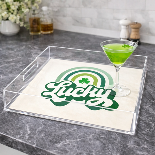 Acrylic Serving Tray - St. Patrick's Day - Lucky Rainbow