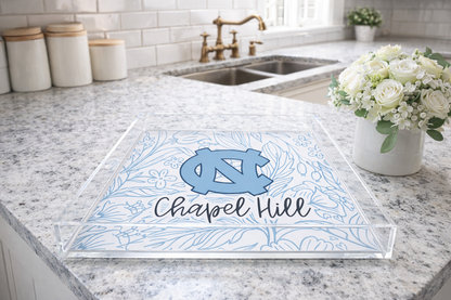 Acrylic Serving Tray - North Carolina Blue Collection - 12x12 MEDIUM