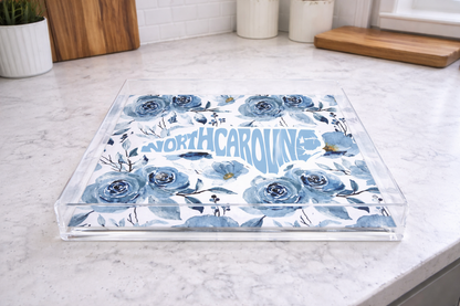 Acrylic Serving Tray - North Carolina Blue Collection - 12x12 MEDIUM