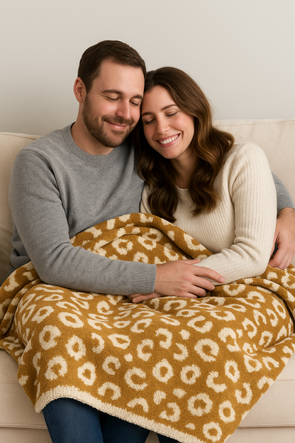 Luxe Leopard Throw Blanket - Camel Leopard