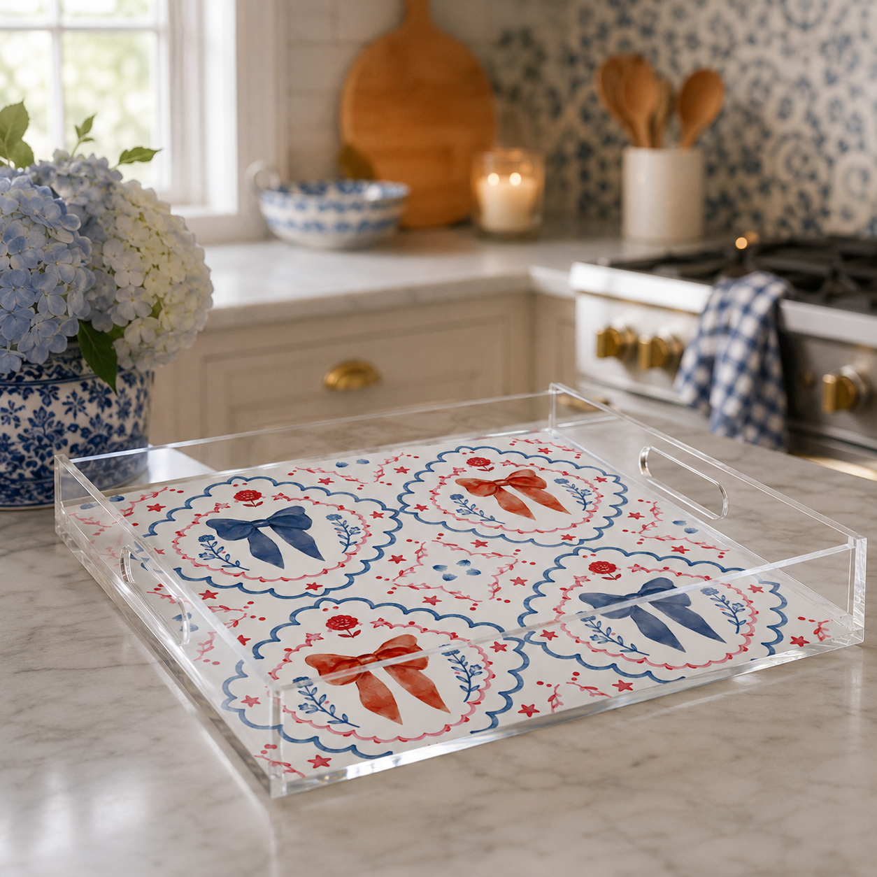 Acrylic serving Tray -  Patriotic Collection -  12x12 MEDIUM
