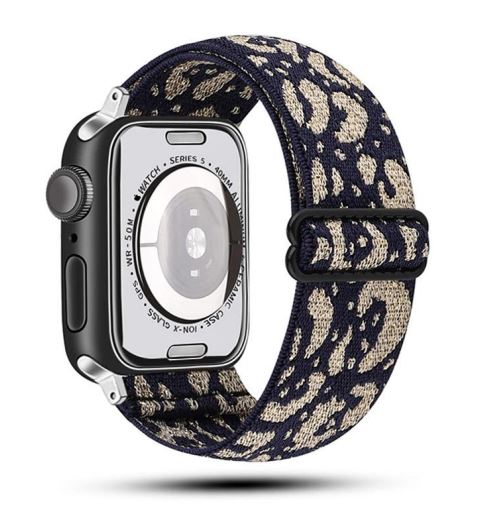 Black and Gold Cheetah Adjustable Fabric Apple Watch Band