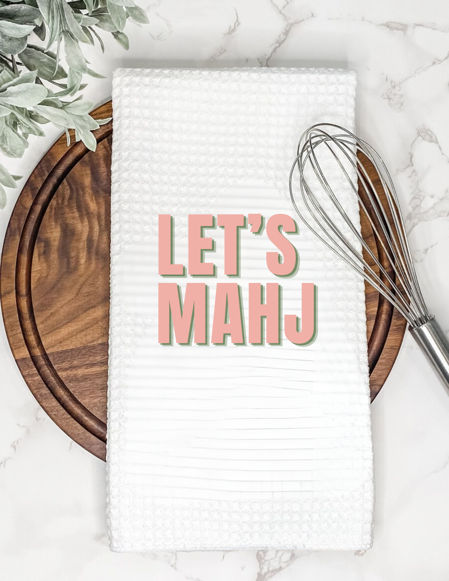 Mahjong Waffle Tea Towel Let's Mahjong