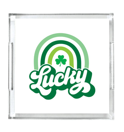 Acrylic Serving Tray - St. Patrick's Day - Lucky Rainbow