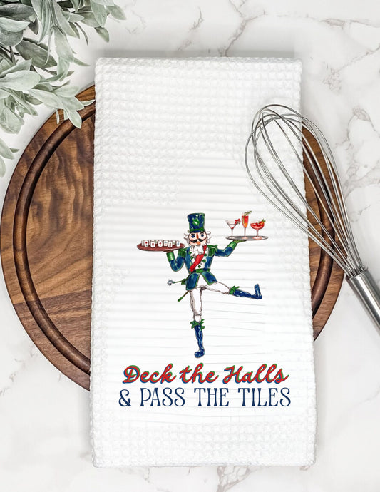 Mahjong Waffle Tea Towel Deck the Halls Tile