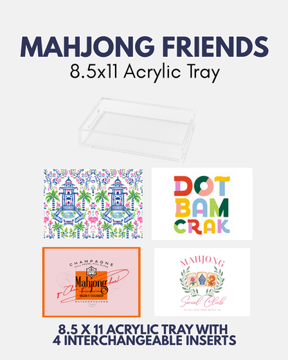 Mahjong Friends Small Tray with 4 Interchangeable Inserts – 8.5 x 11 Small