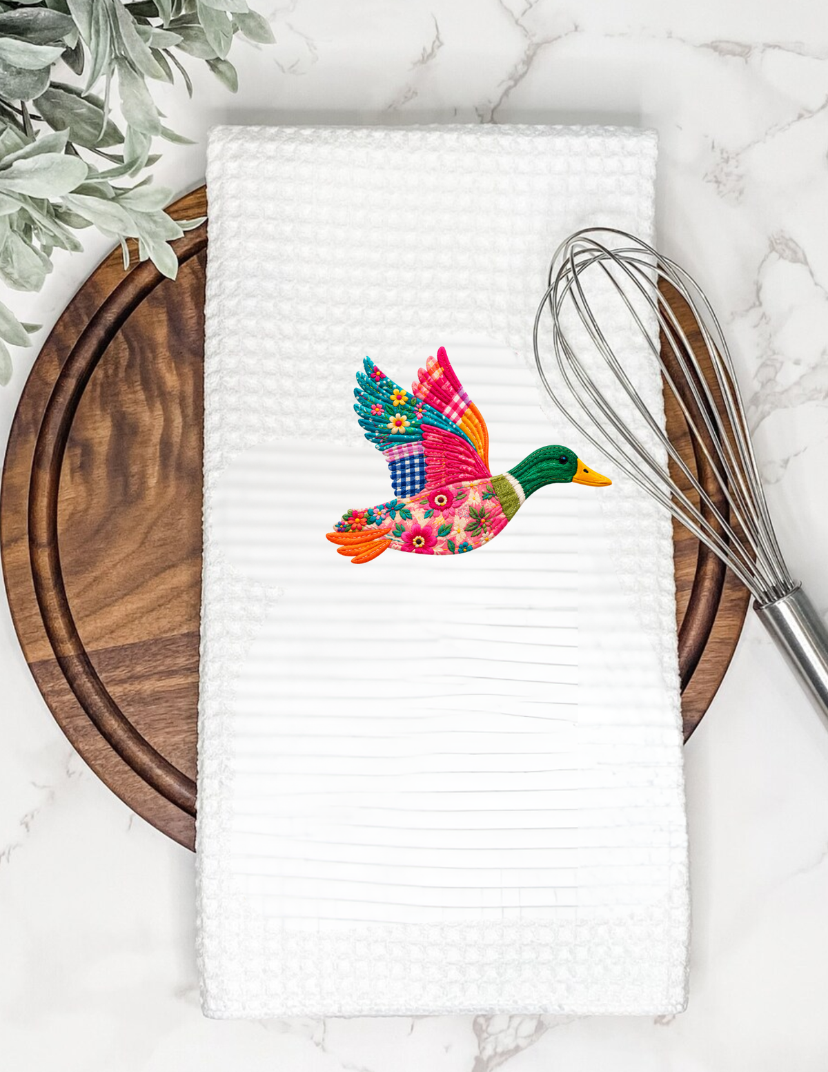Waffle Tea Towel Colorful Mallard Duck Waffle
