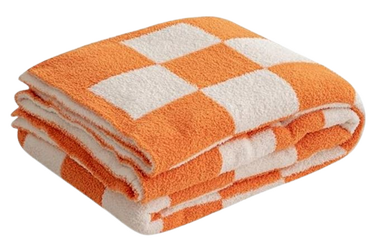 Luxe Checkboard Throw Blanket Orange