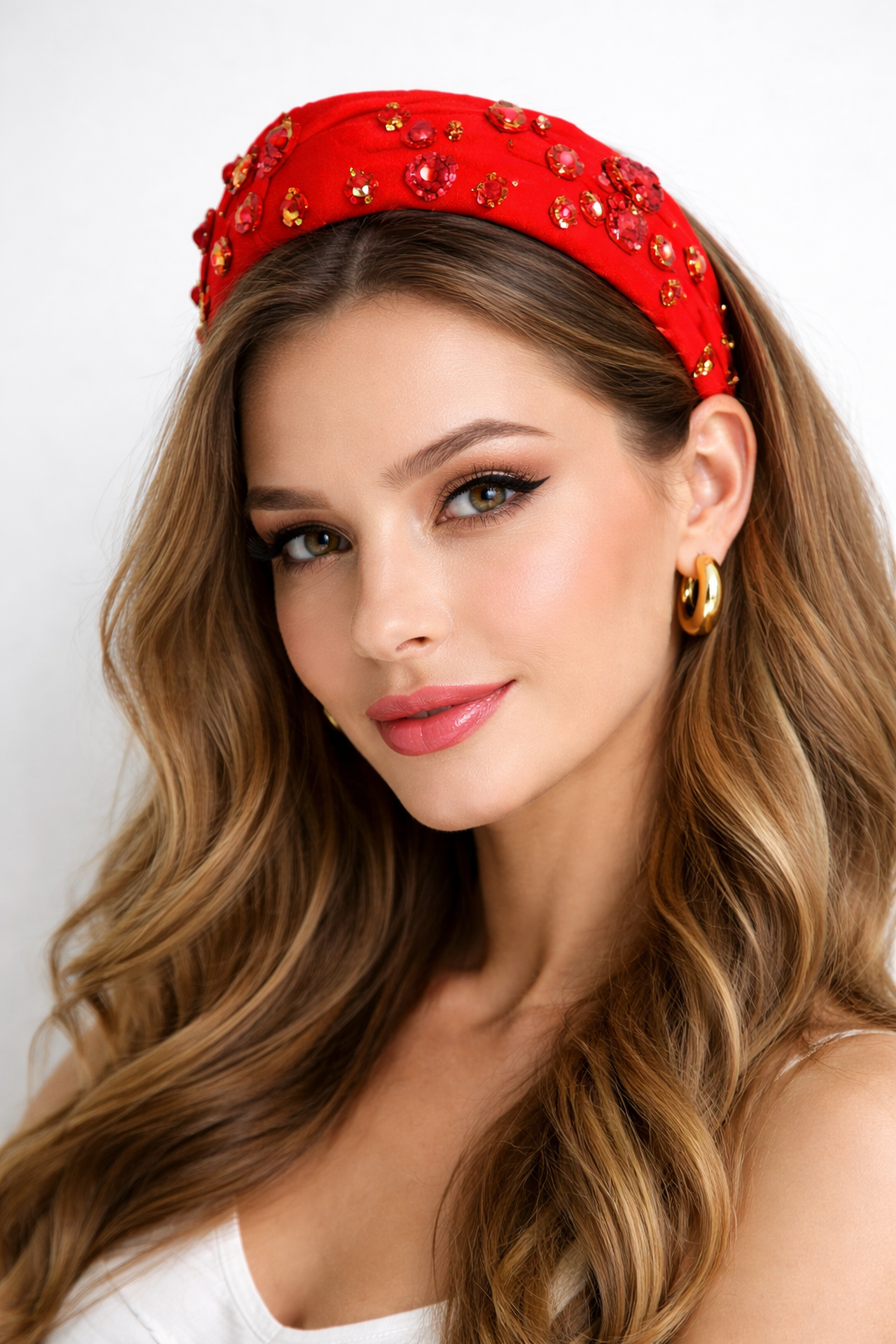 Valentine's Day Headband "Hearts on Fire" Hand-sewn Embellishments