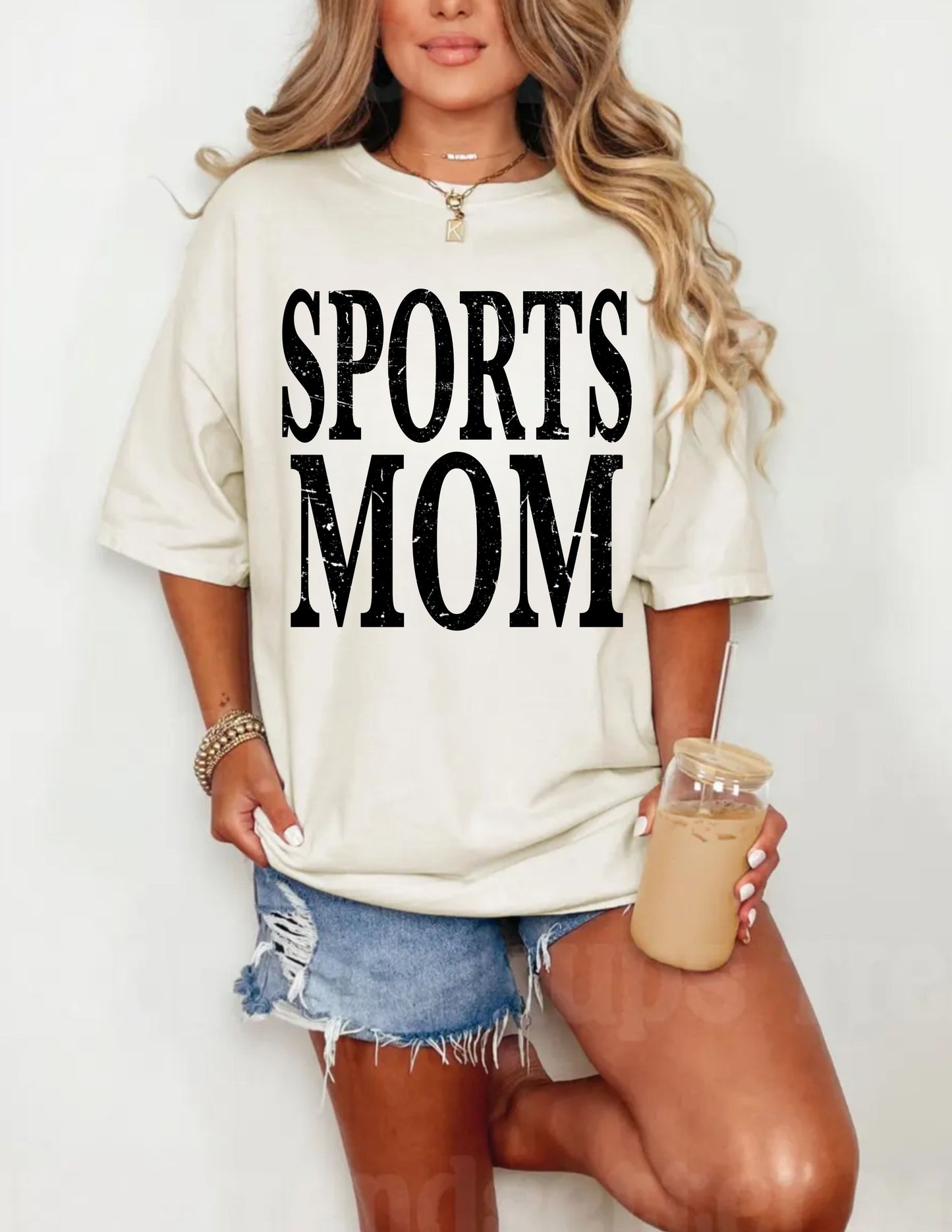 "Sports Mom" Distressed Graphic Tee