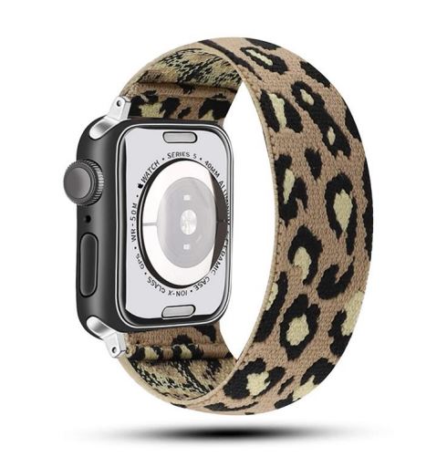 Tan and Cream Cheetah Adjustable Fabric Apple Watch Band