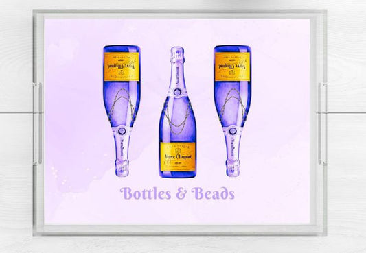 Acrylic serving Tray - Bottles and Beads - 8.5 X 11 SMALL