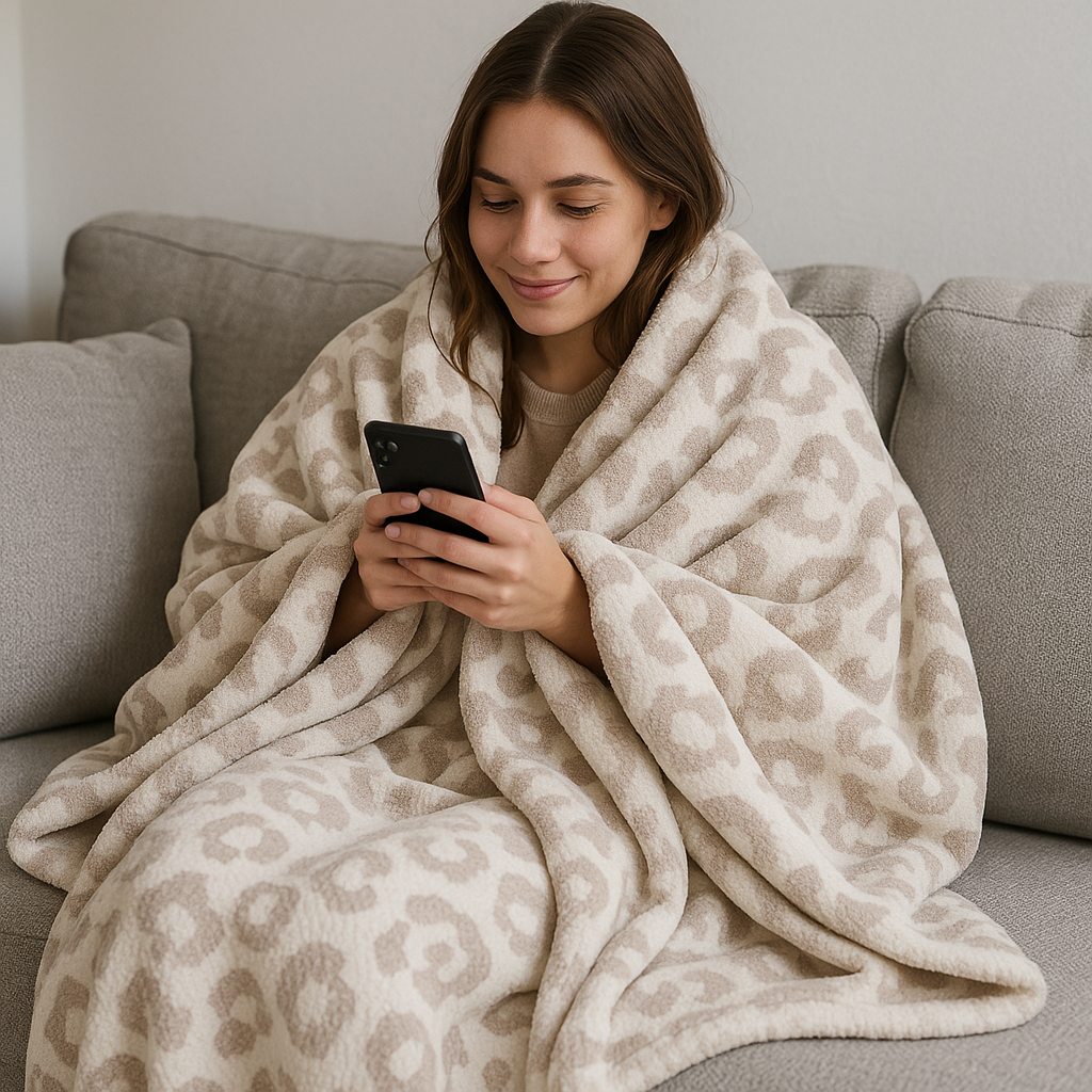 Luxe Leopard Throw Blanket - Stone Leopard