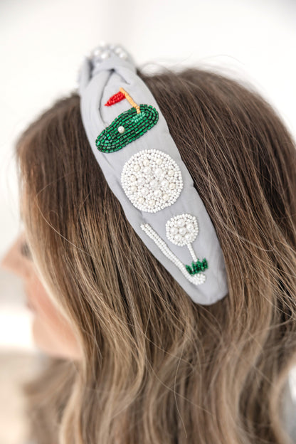 Golf Day Hand Embellished Headband