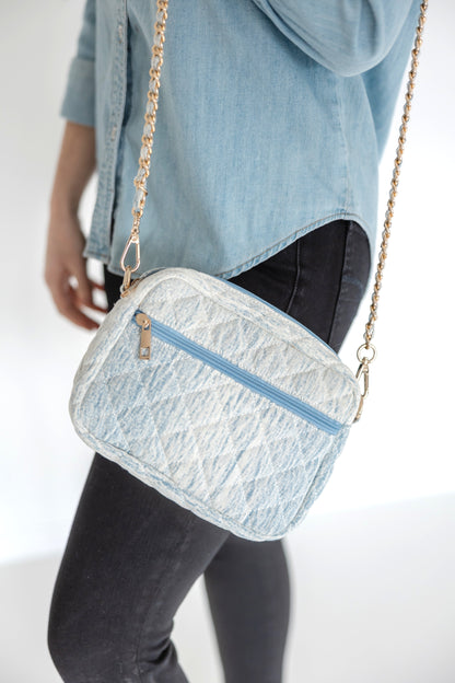 SueEllen Quilted Small Crossbody Bag with Gold Chain Strap