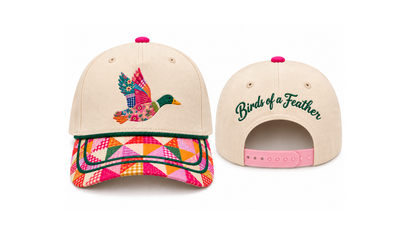 PREORDER Hat – Birds of a Feather Patchwork Duck Embroidered Hat SHIPS 11/15