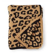 Luxe Leopard Throw Blanket - Tan Black Leopard