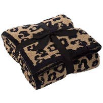 Luxe Leopard Throw Blanket - Tan Black Leopard