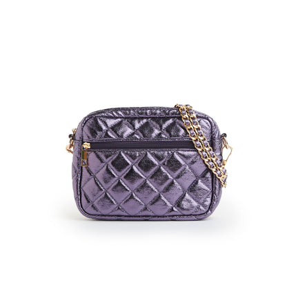 SueEllen Quilted Small Crossbody Bag with Gold Chain Strap
