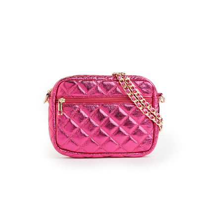 SueEllen Quilted Small Crossbody Bag with Gold Chain Strap