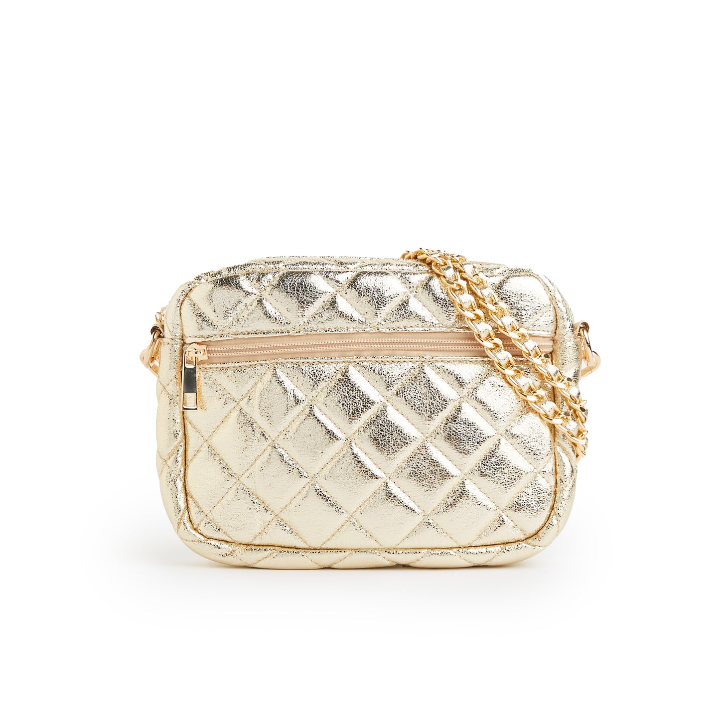 Emma Quilted Small Crossbody Bag with Gold Chain Strap