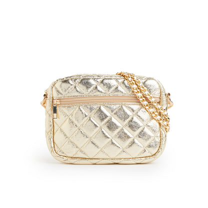 SueEllen Quilted Small Crossbody Bag with Gold Chain Strap