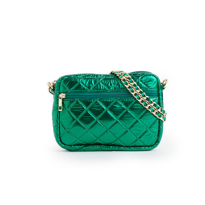 SueEllen Quilted Small Crossbody Bag with Gold Chain Strap