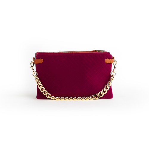 Velvet Envelope Bag with Gold Chain