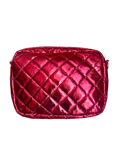 SueEllen Quilted Small Crossbody Bag with Gold Chain Strap