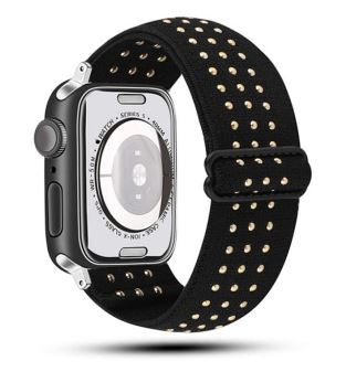 Silver Rivets Adjustable Fabric Apple Watch Band