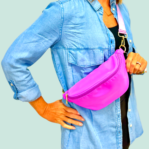 Colorful Nylon Sling Bum Hip Bag with Strap