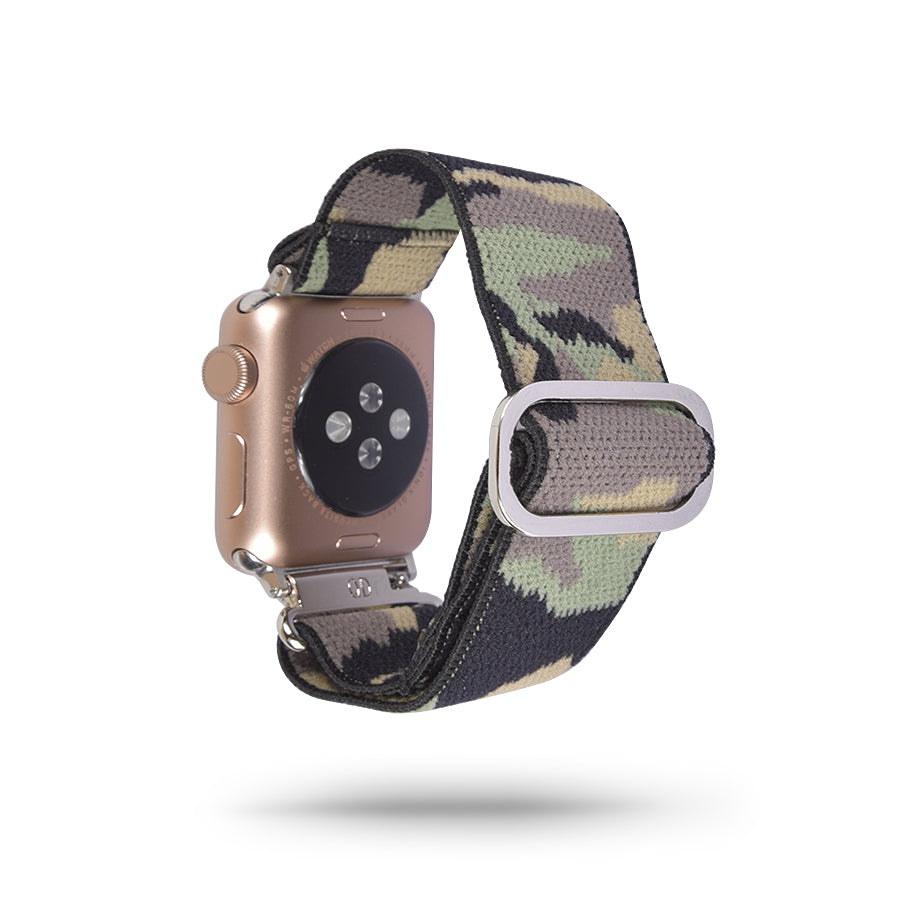 Green Camouflage Adjustable Fabric Apple Watch Band