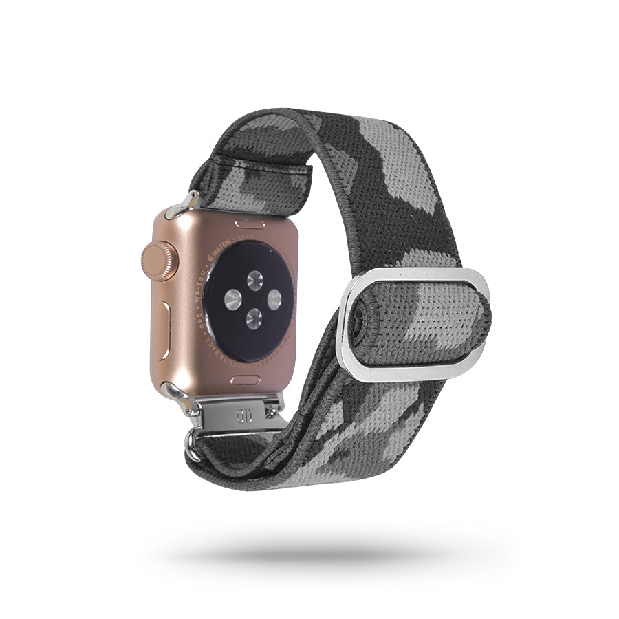 Grey Camouflage Adjustable Fabric Apple Watch Band