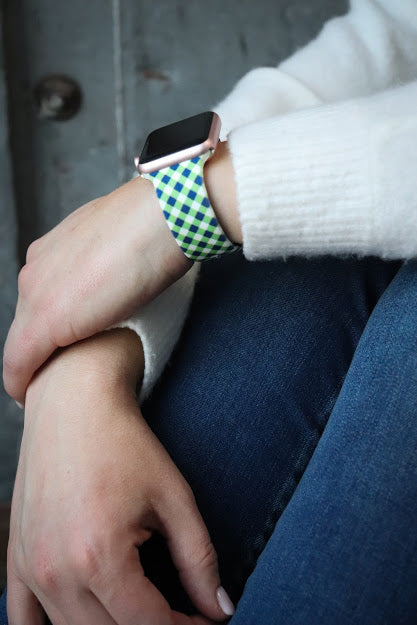 Green and Navy Gingham Apple Watch Band