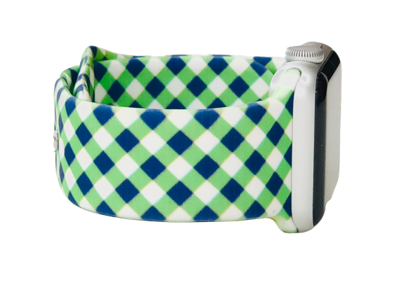 Green and Navy Gingham Apple Watch Band