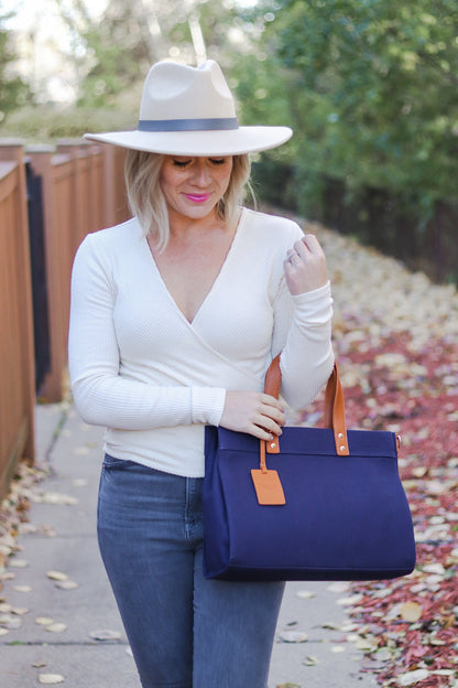 Tara Quilted Structured Book Tote