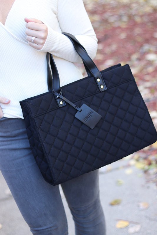 Tara Quilted Structured Book Tote
