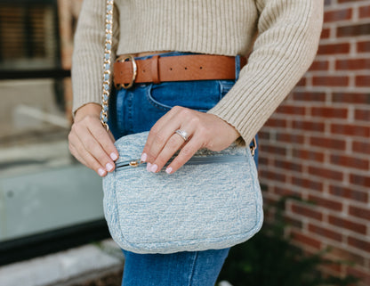 SueEllen Quilted Small Crossbody Bag with Gold Chain Strap