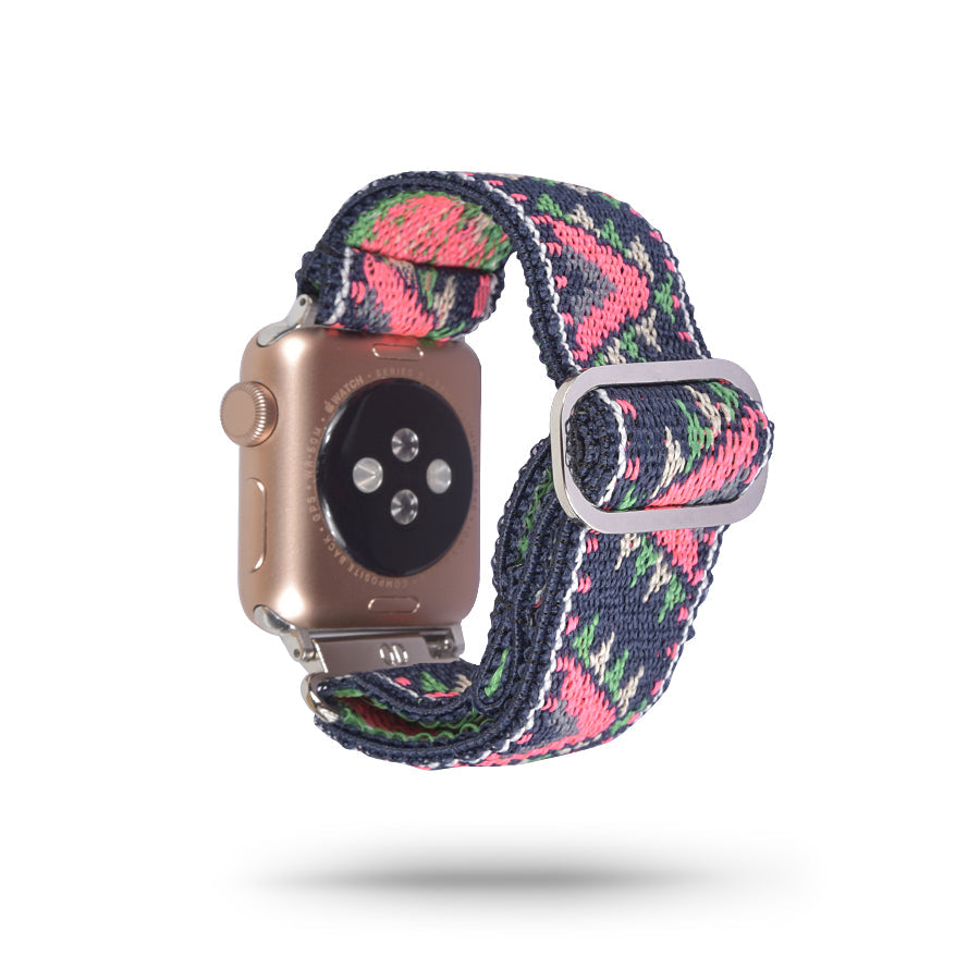 Pink Aztec Adjustable Fabric Apple Watch Band